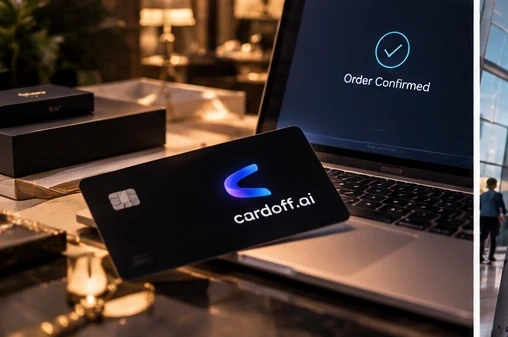 A cardoff.ai card held in hand